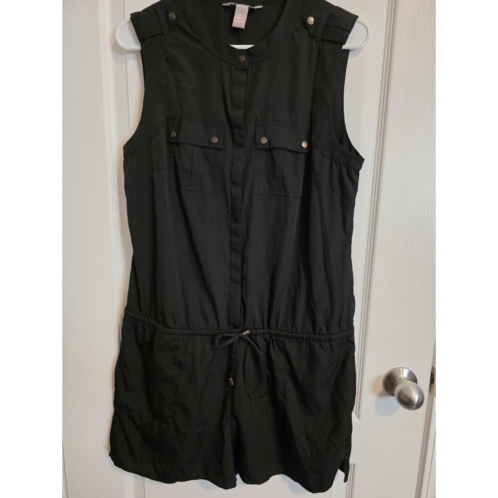 Banana Republic Black Sleeveless Romper, drawstring waist, sz 10  (256)